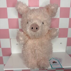 Jellycat Curvy Pig Plush Pink Curly Fur Stuffed Animal Toy New With Tags